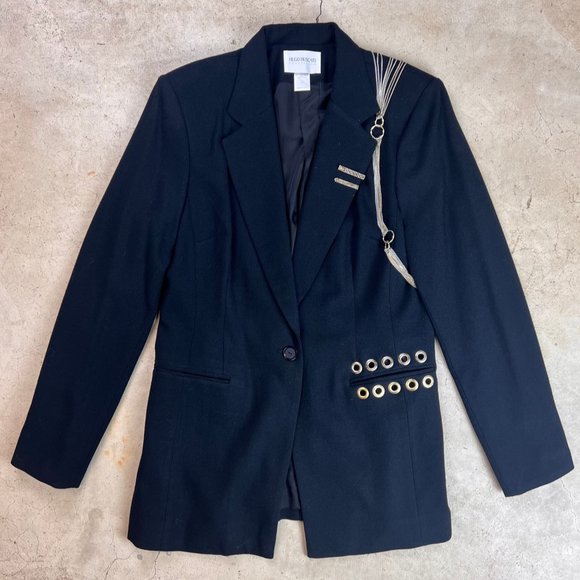 20% OFF!! - SALE THRU 5/6 🚨 Studded Grommet Embellished Hip Black Blazer